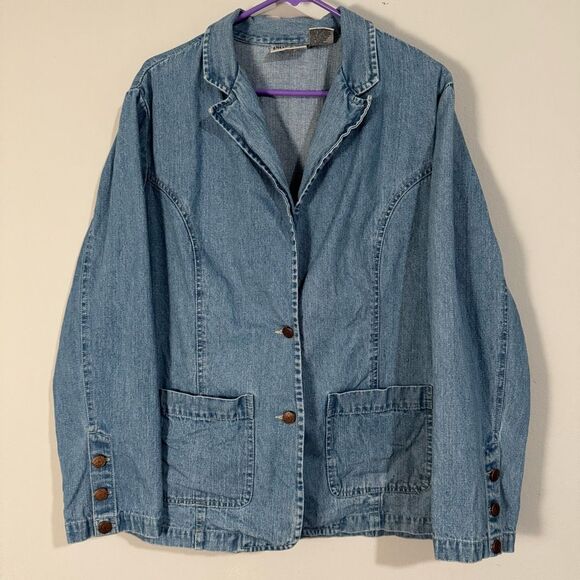 Bill Blass Vintage Light Wash Denim Blazer XL - Picture 1 of 5